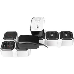 Bloc multiprises flexible, 5 prises, noir/blanc