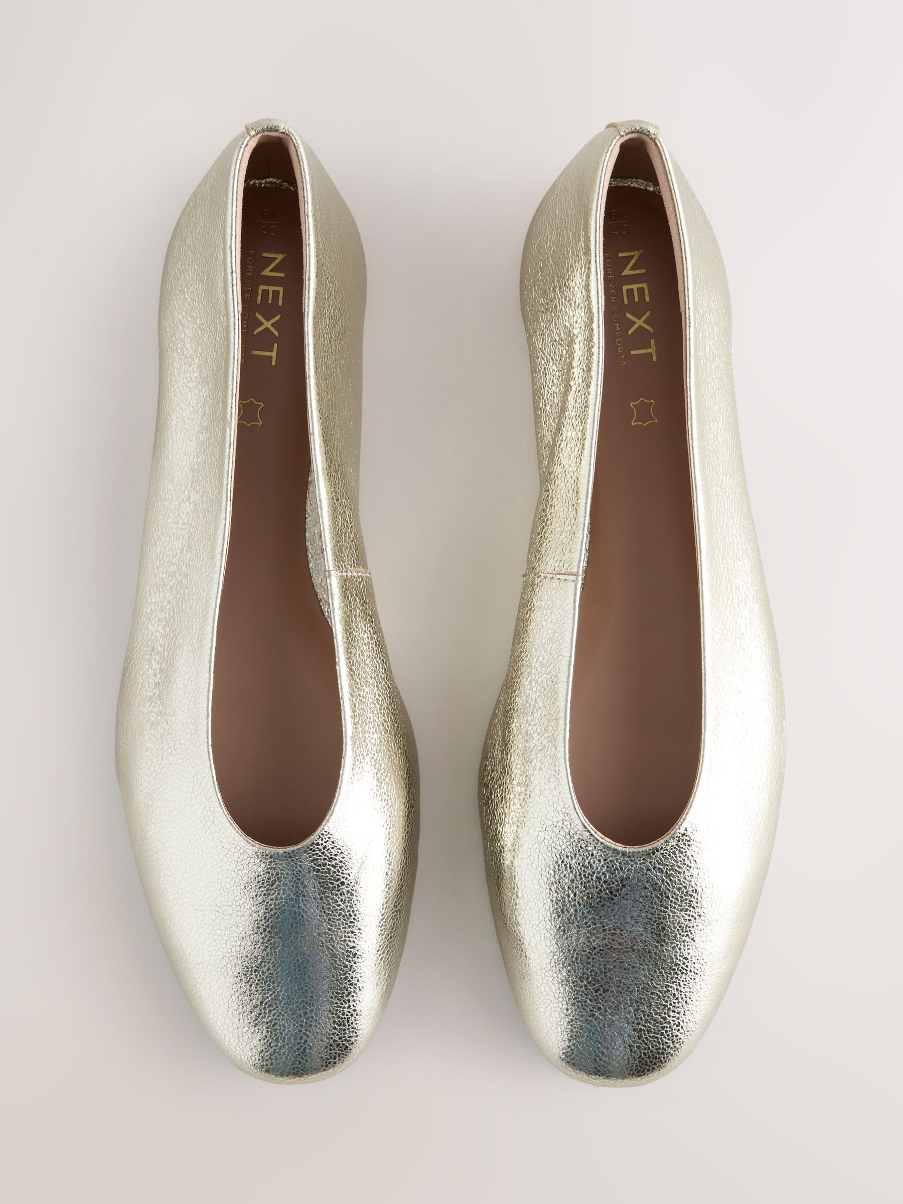 Goud - Leren ballerina met ronde neus