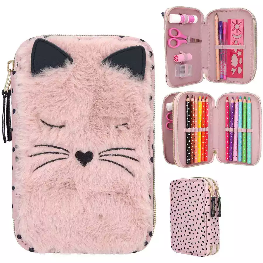 Depesche Federtasche Katze Fell Princess Mimi 19 x 12 cm rosa
