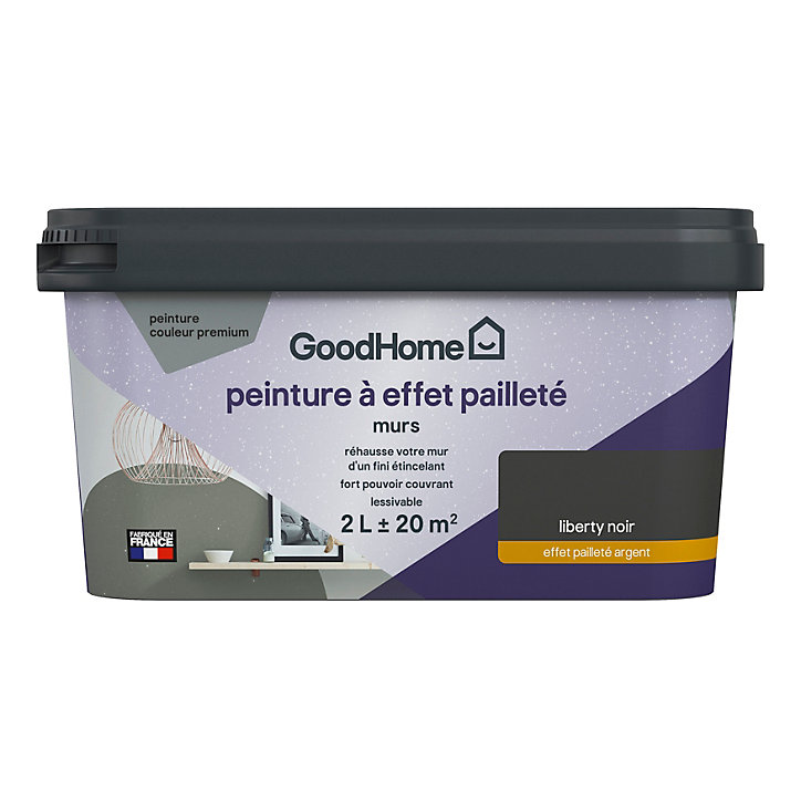 Peinture à effet pailleté Liberty GoodHome noir 2L
