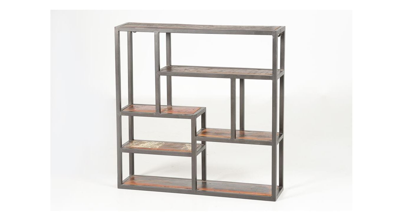 Etagère murale bois, métal marron 80x18x80cm - bois-métal