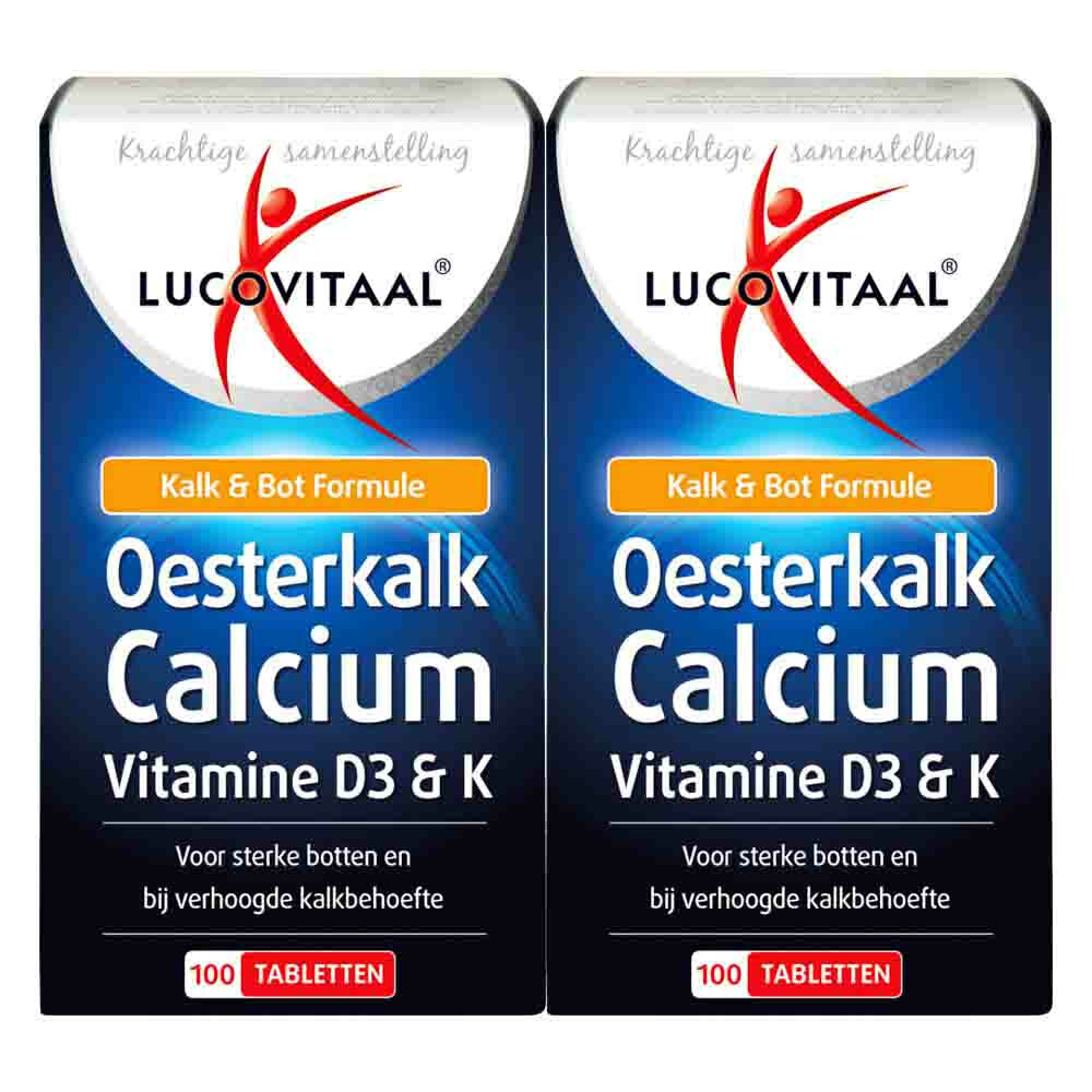 2x Lucovitaal Oesterkalk Calcium Vitamine D3 & K100 tabletten