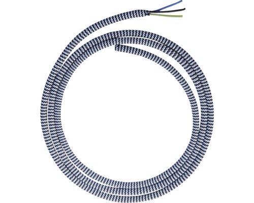 Textielkabel H03VV-F 3x0,75 zwart/zebra, verkocht per meter