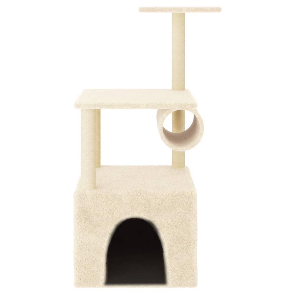 Arranhador para Gatos vidaXL com Postes de Sisal, Creme, 109,5 cm