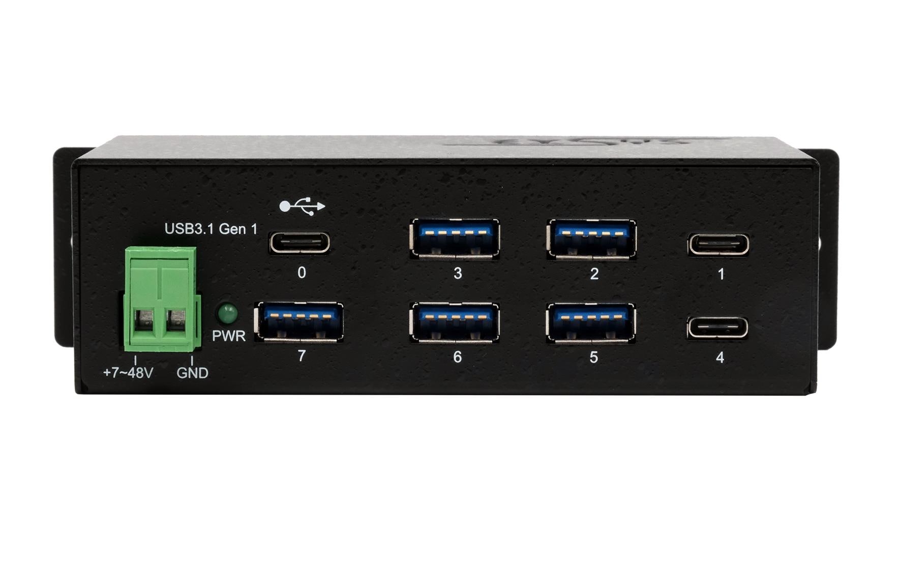 USB-Hub EX-1196HMS 7x USB 3.2 Gen 1<br>7 Port USB 3.2 Gen 1 Metall HUB mit 2x USB-C und 5x USB-A Ports (Surge Protection)