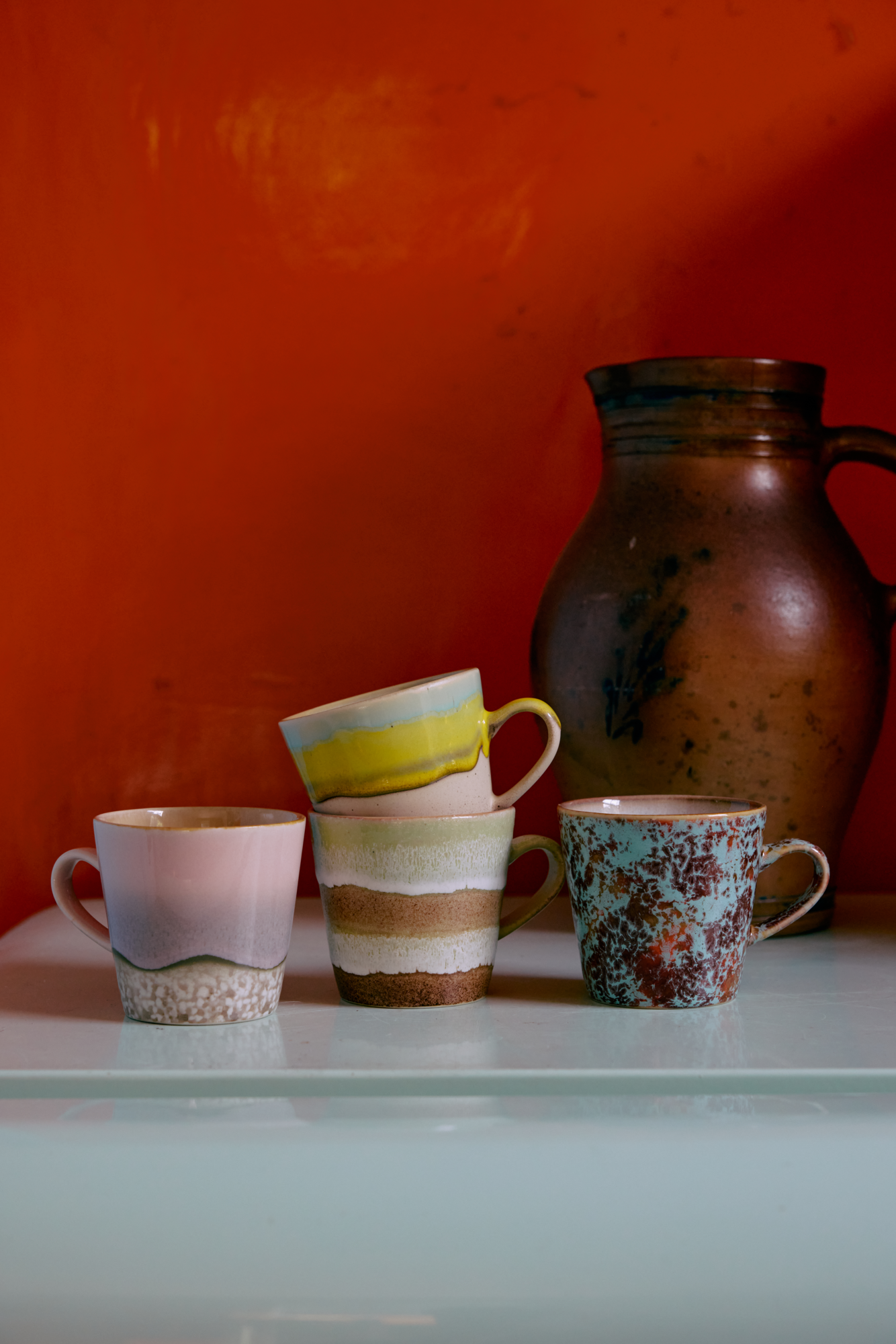 Servies 70's Ceramics americano mok Rococo - set van 4