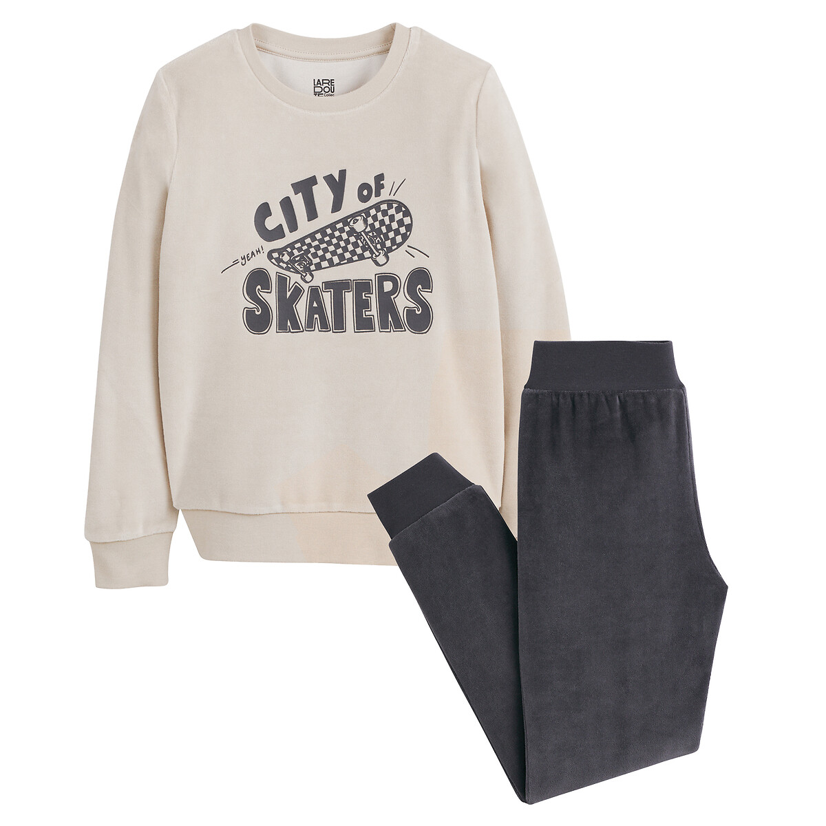 COLEÇÕES LA REDOUTE<br>Pijama de veludo com estampa de skate