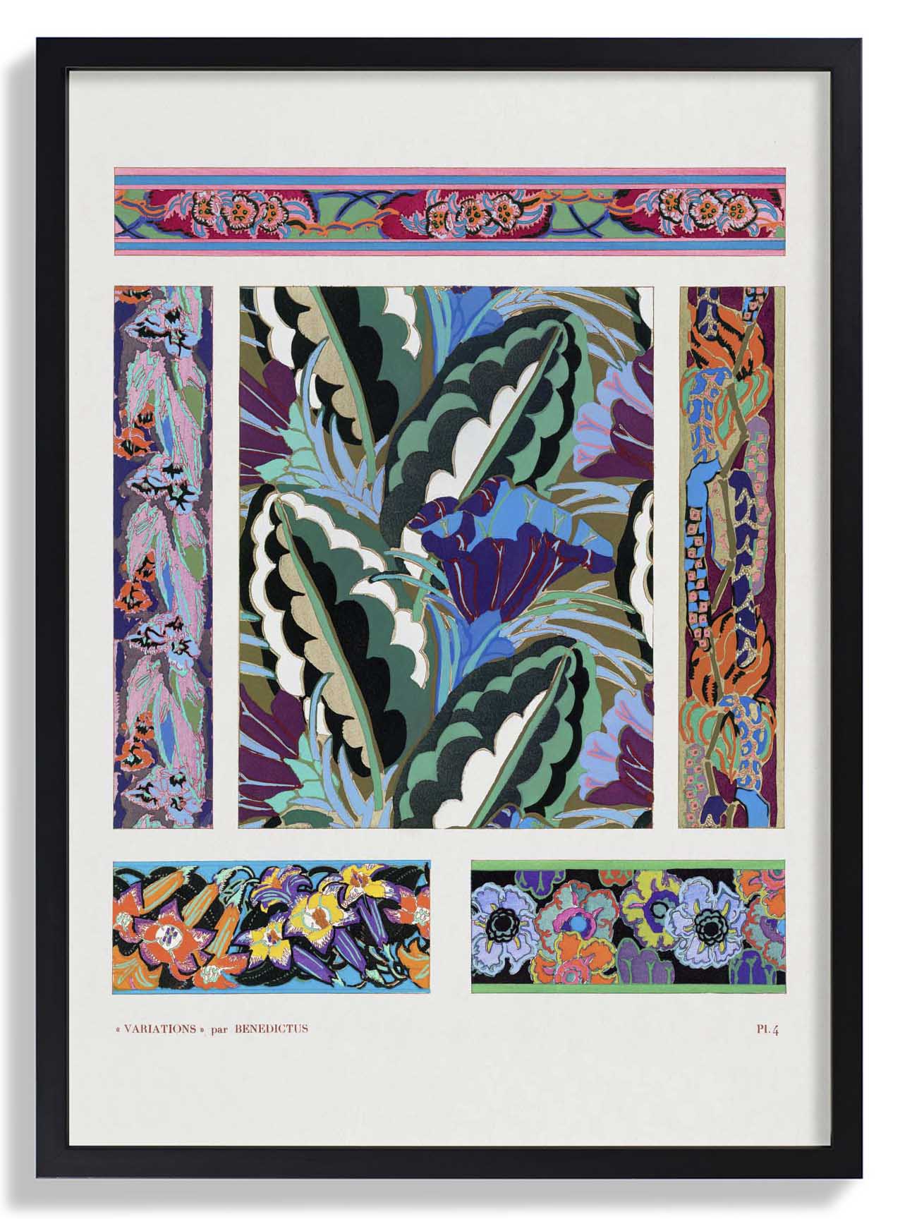 Vintage geometrische Blumenart -Deco -Muster, Variation 4 von Édouard Bénédictus