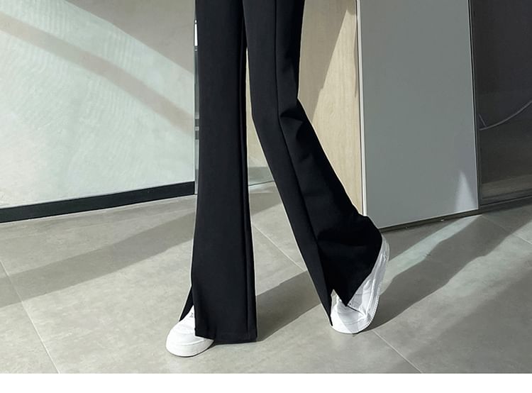Shinsei - Hoge taille effen wijde broek met splitten