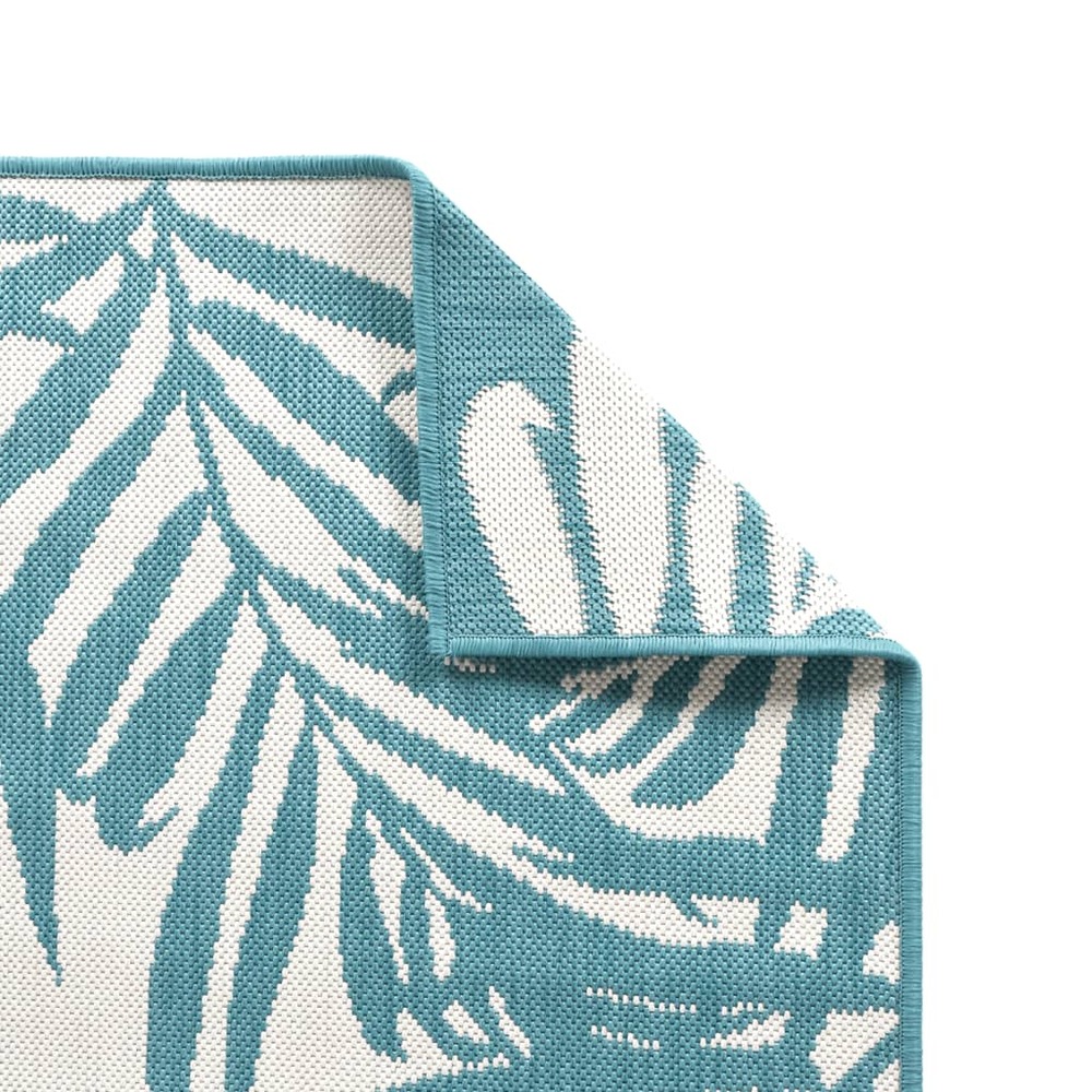 Tapis d'extérieur aqua et blanc 100x200 cm design réversible