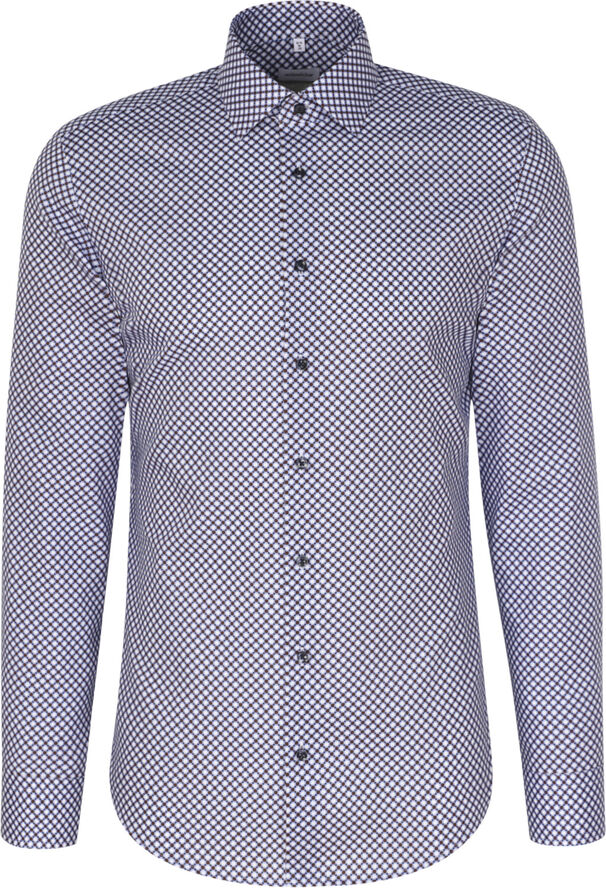 Seidensticker Business Shirt Slim Long sleeve Kent-Collar Print Brown
