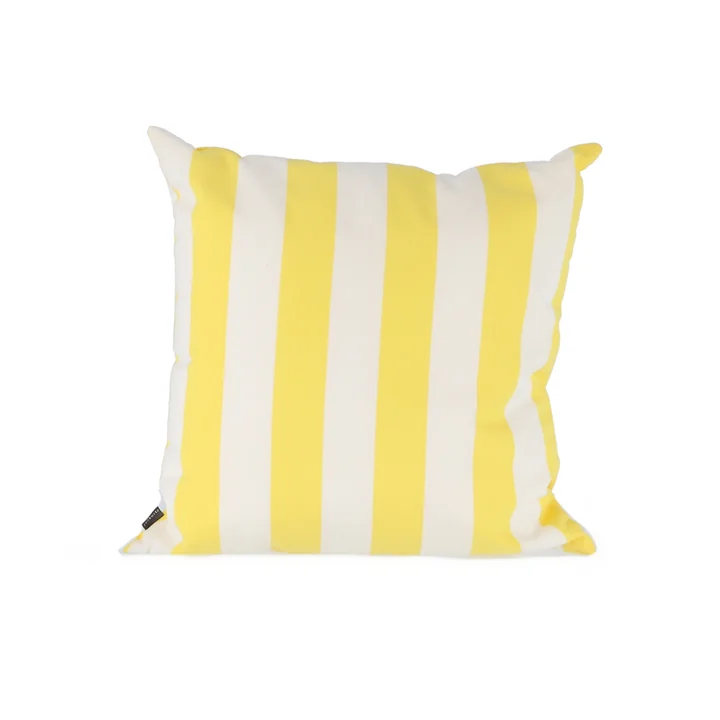 Jan Kurtz - Somnia Outdoor Kissen, 48 x 48 cm, Streifen weiss / gelb