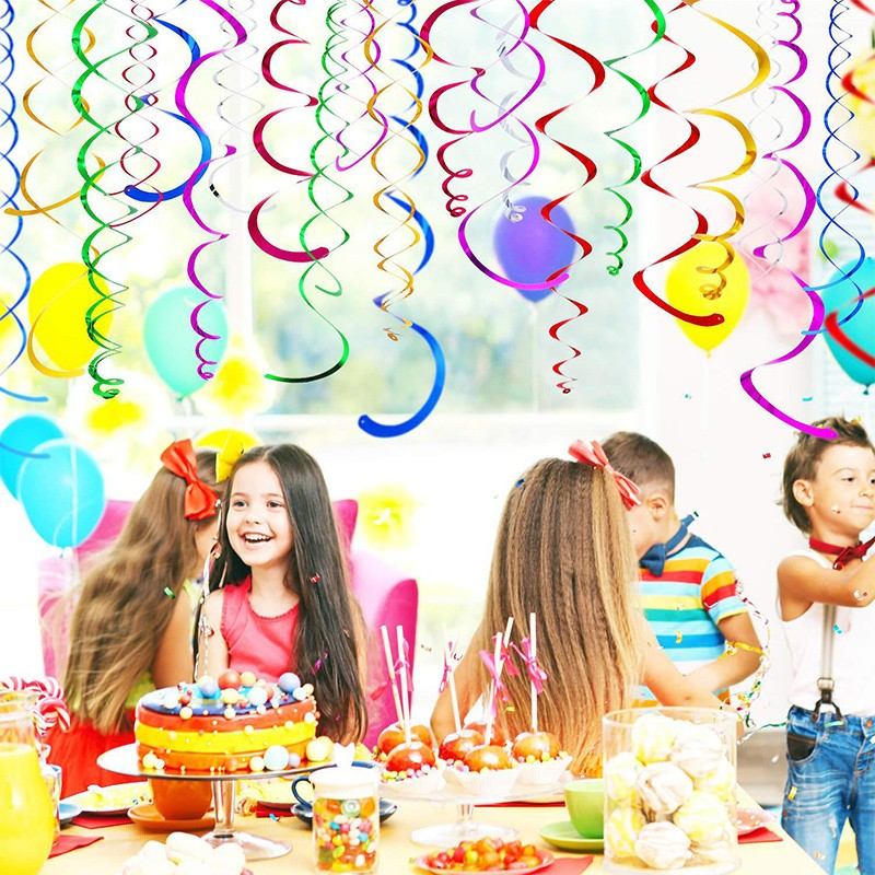 (6er Set) 70cm Party Spiral Girlande Party Deko Wirbel Accessoire - Gold
