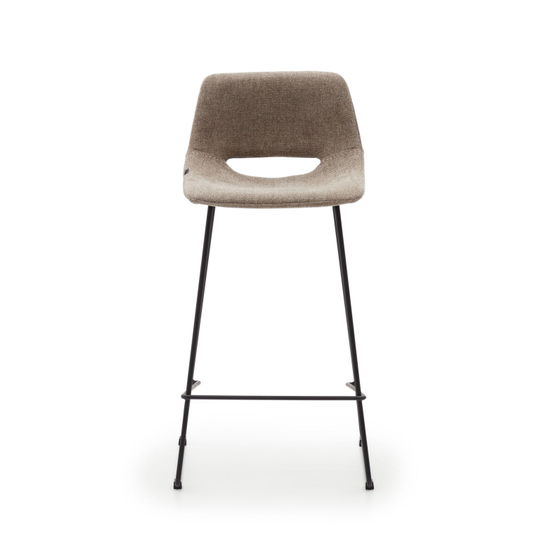 Kave Home Zahara barkruk H65 zwart onderstel, beige