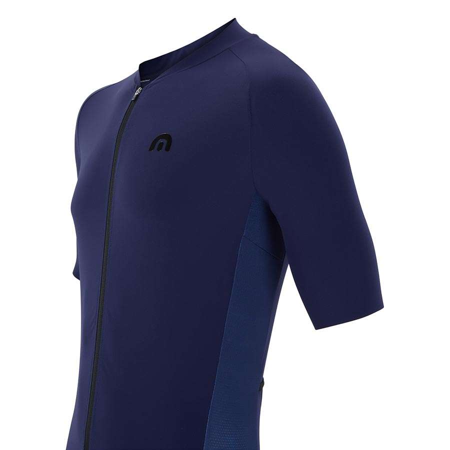 Megmeister Woven Plain Fietsshirt Korte Mouwen Blauw Heren