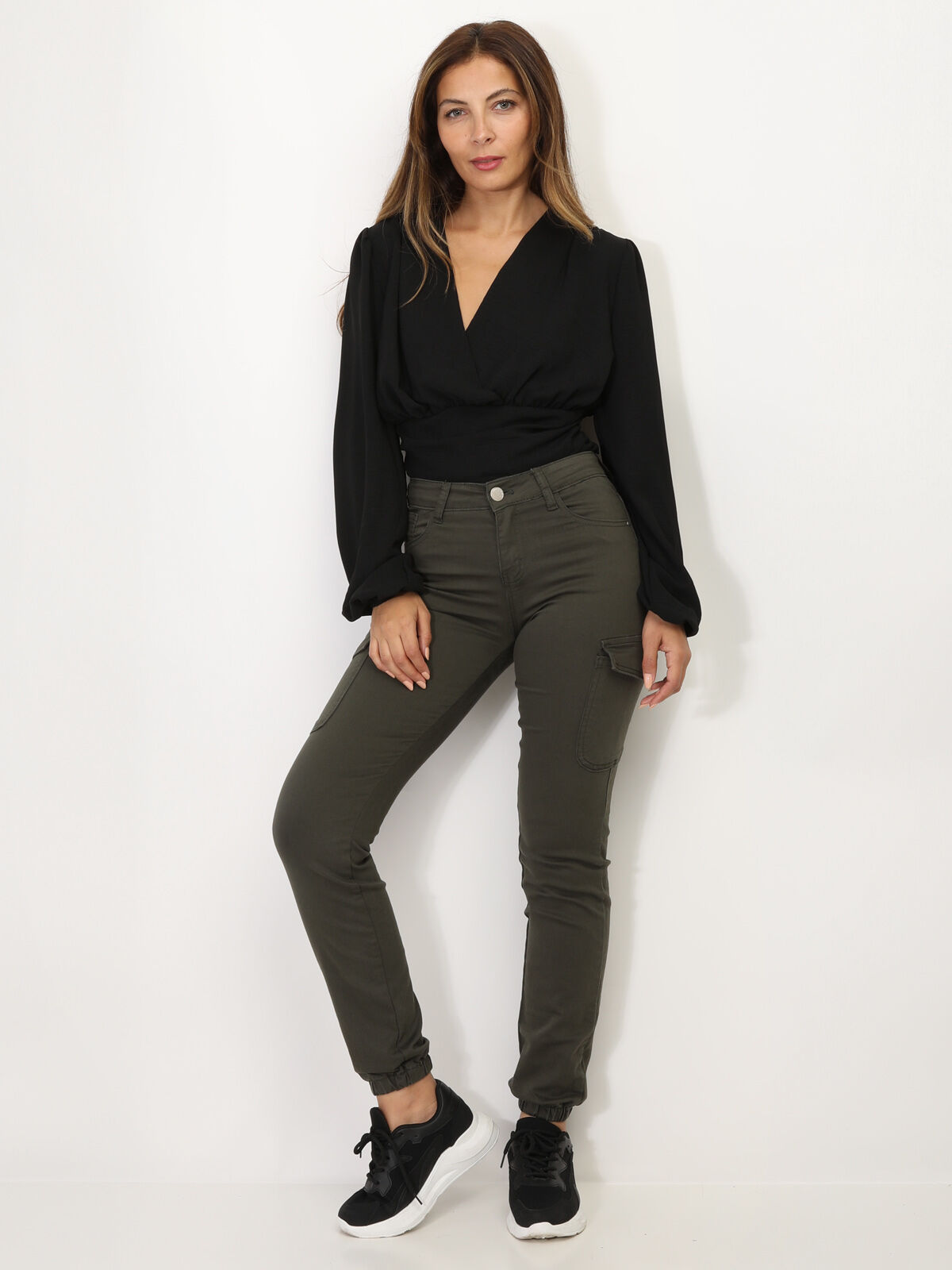 Jeans cargo style jogger- Kaki