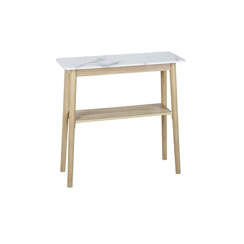 Console Scarlett bois plateau effet marbre gris et blanc 80x30xH80cm