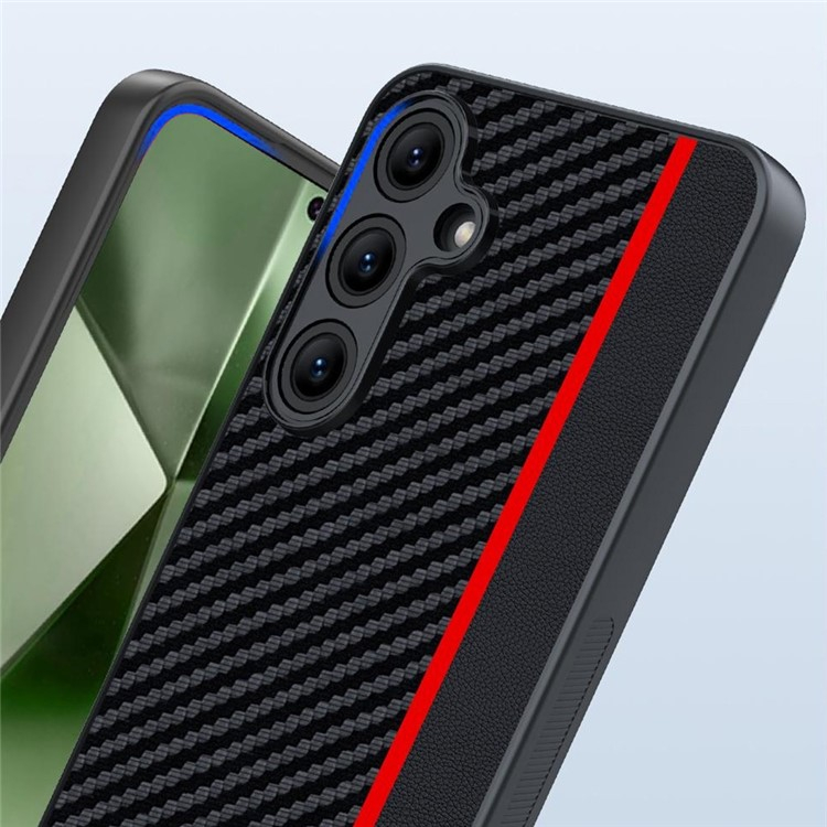 Samsung Galaxy S25 Hybrid Hardcase Hülle im Carbon Leder Look - Schwarz / Rot