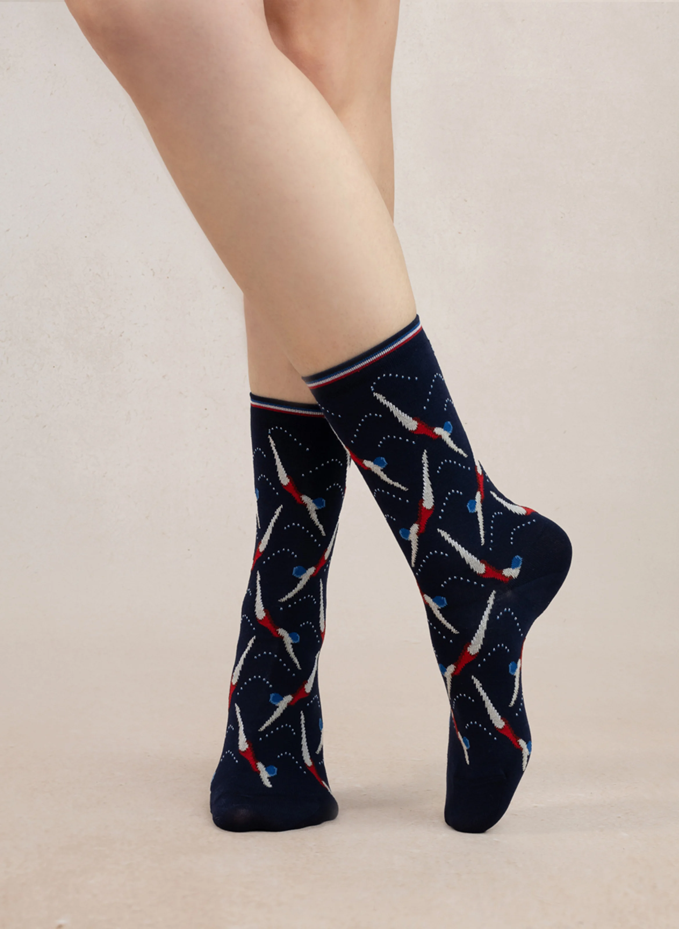 NAGEUSES - Chaussettes imprimé nageuse en coton mélangé | Bleu