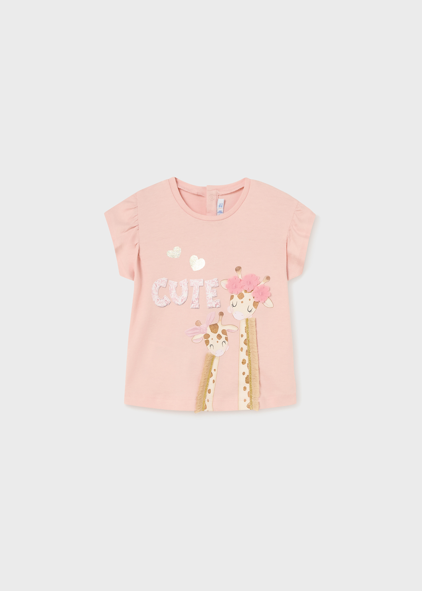 Camiseta com apliques decorativos feita de algodão sustentável para bebês
