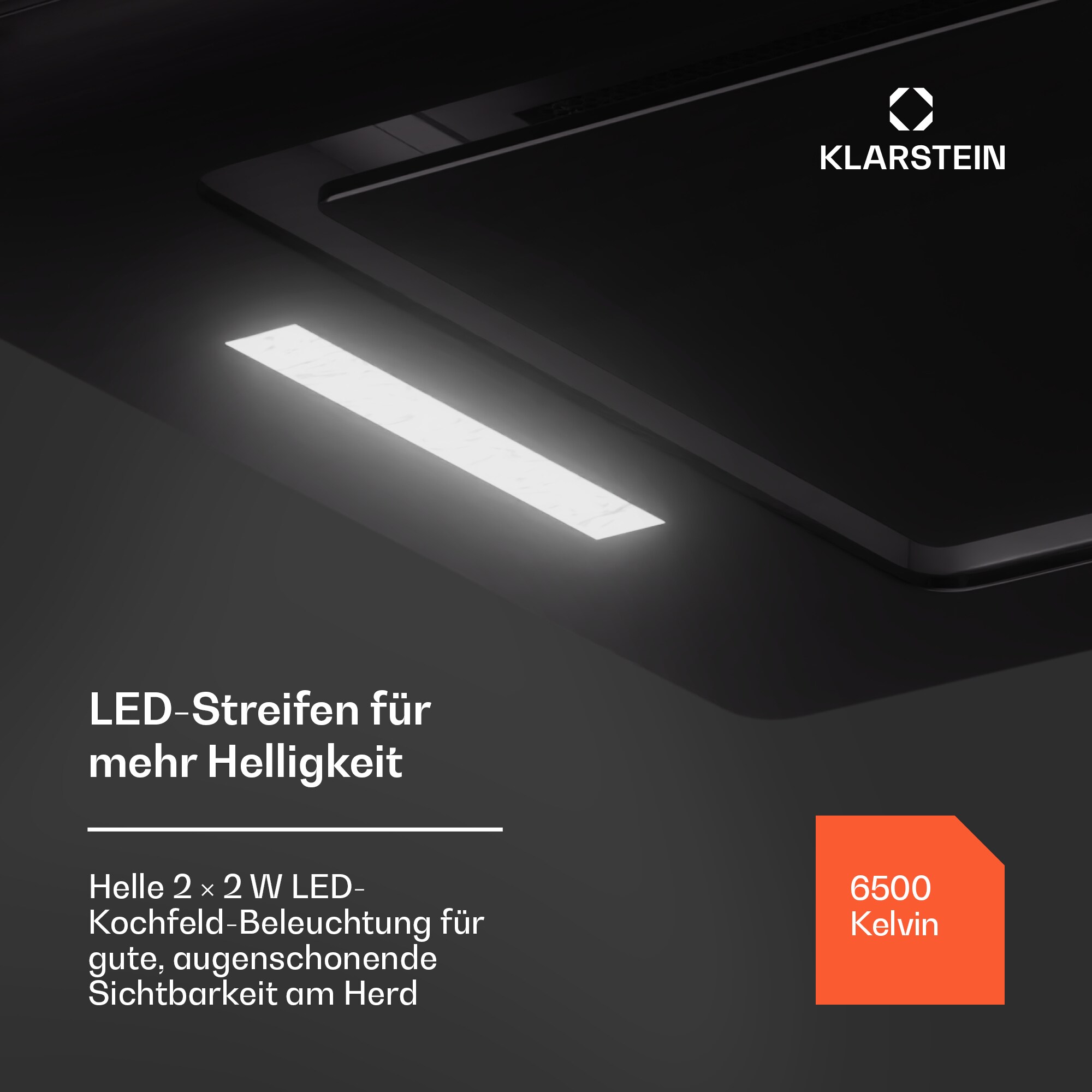 Hektor Eco Lüfterbaustein 52 cm 466 m³/h Touch Glas Schwarz