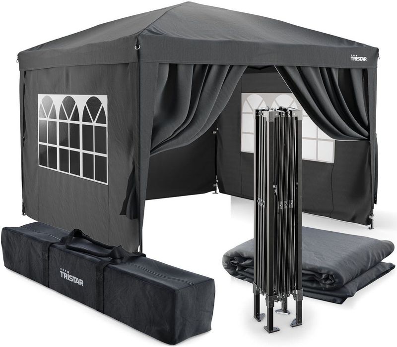Tristar - PT-7802 - Partytent - Antraciet - 3x3 meter - Waterdicht - Inclusief Draagtas