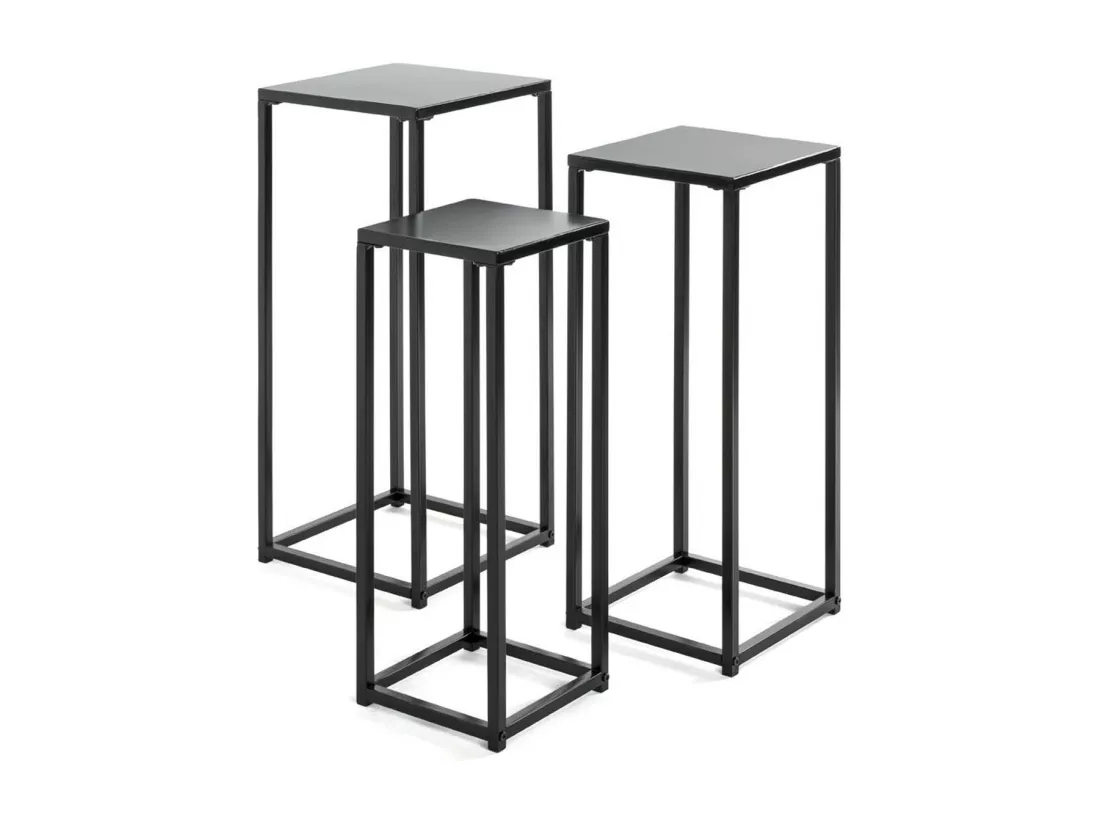 Lot de 3 portes plantes en métal coloris noir