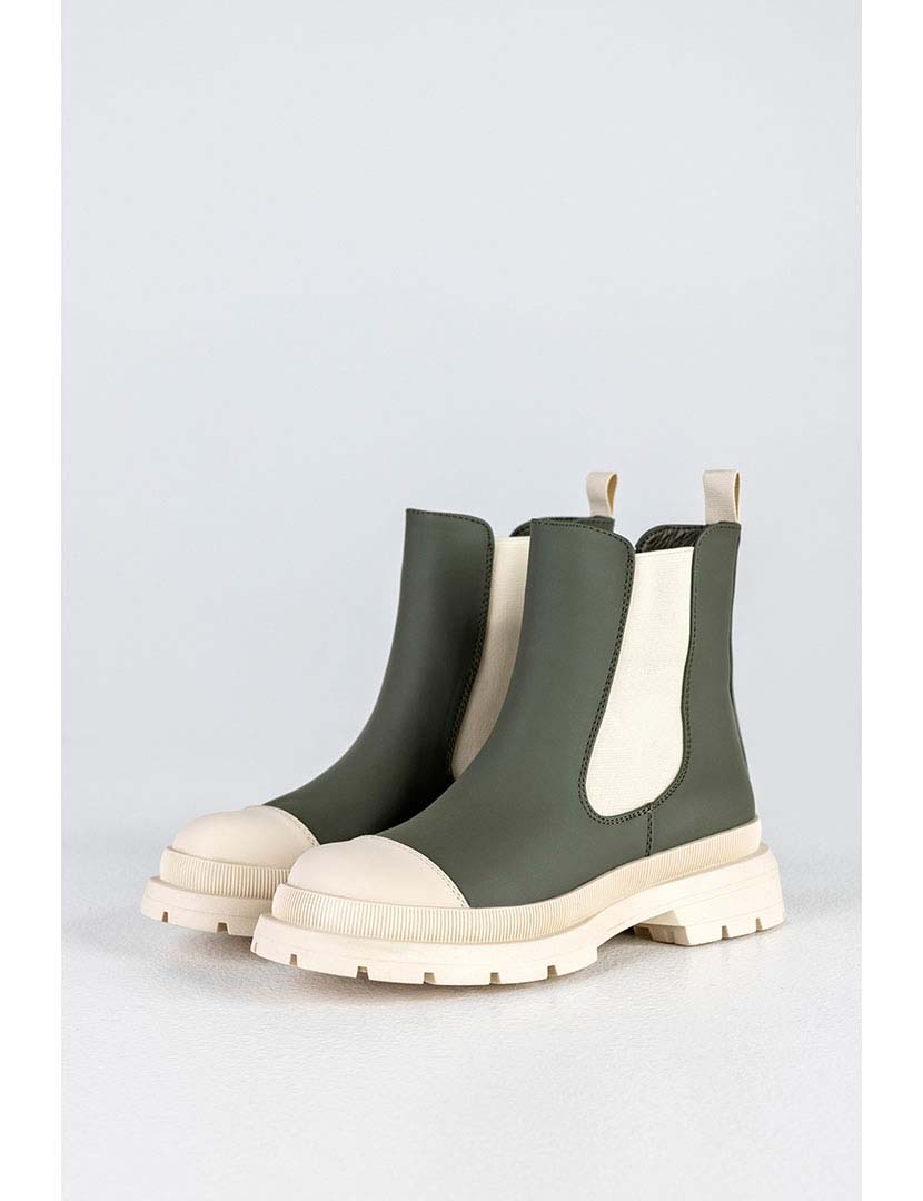 Green and Beige Chelsea Boots
