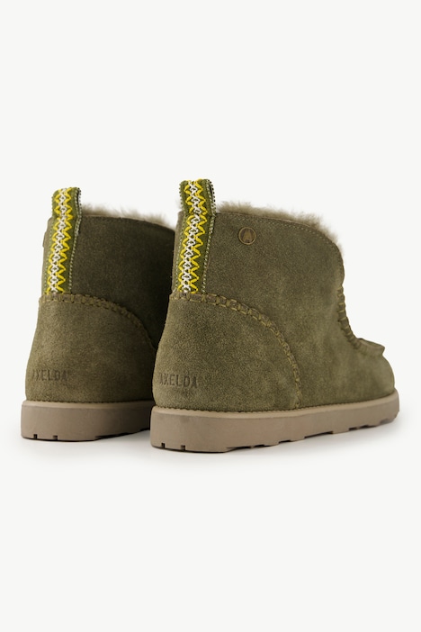 Lammfell-Boots, Veloursleder, Lammfellfutter