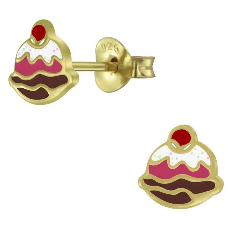 Boucle d'oreille cake plaqué Or en argent 925/1000