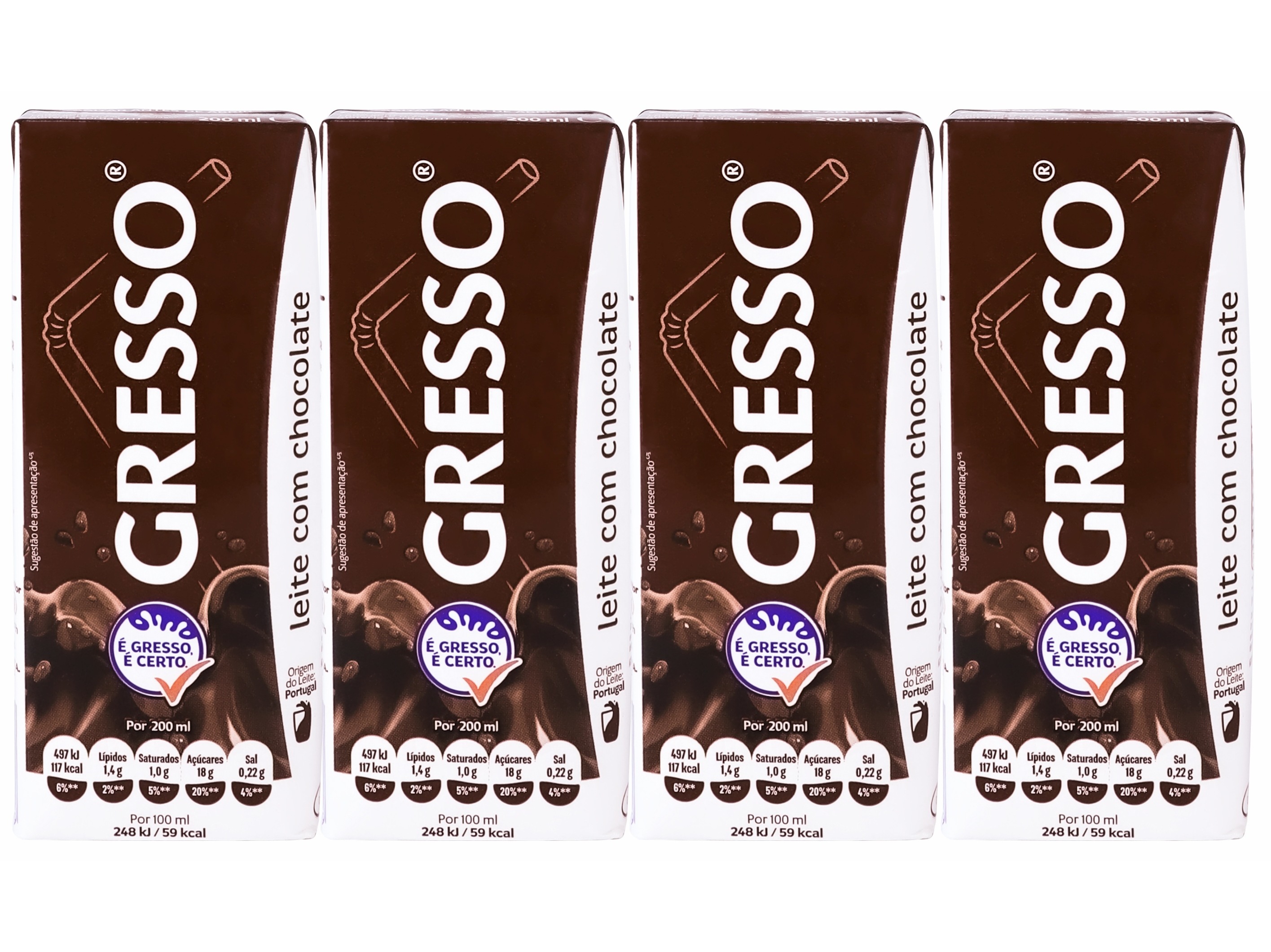 LEITE GRESSO COM CHOCOLATE 4X200ML