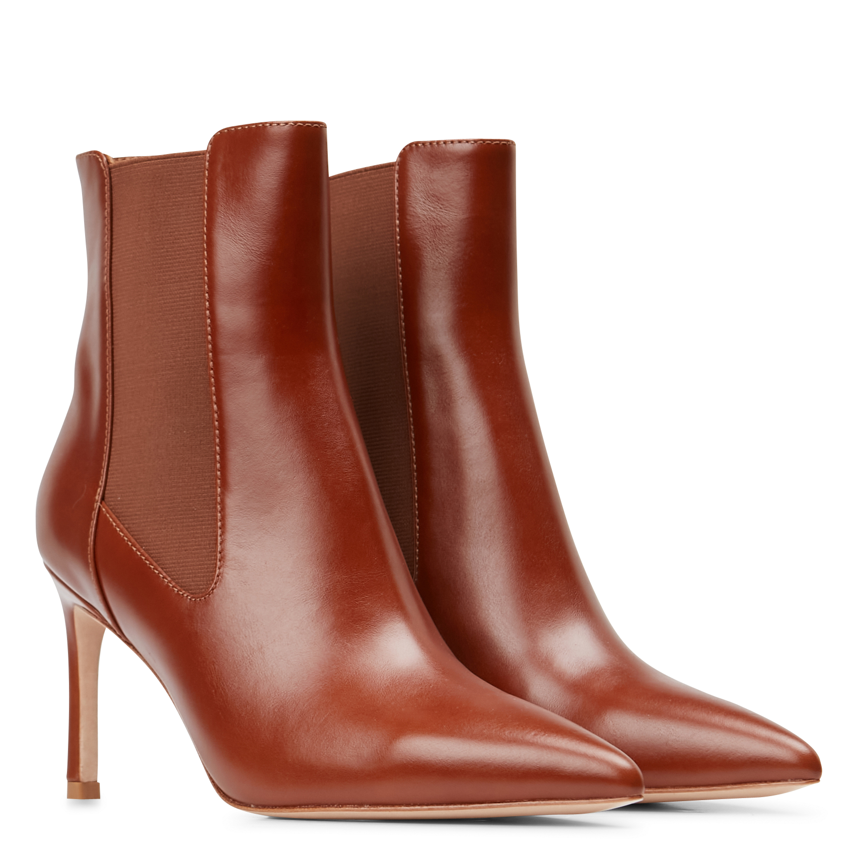 DORA - Bottines à talon en cuir | Marron