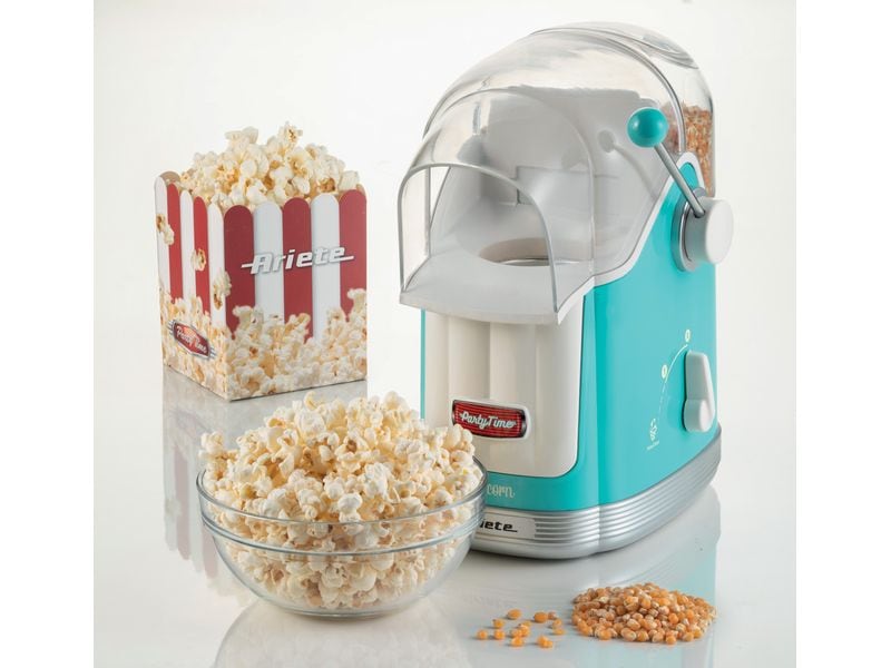 Ariete Popcorn Maschine Party Time ARI-2958-BL Blau/Weiss Popcornmaschine im Retro-Design