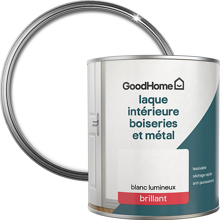 Laque boiseries et métal GoodHome brillant blanc 750ml