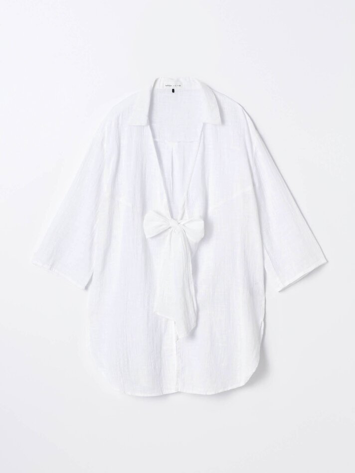 Caftan com nó frontal - Branco