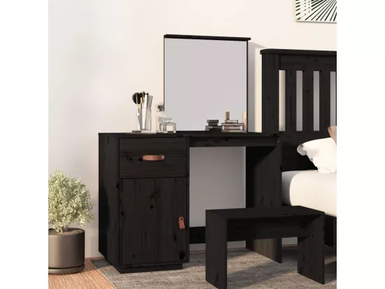 Coiffeuse Noir 95x50x134 cm Bois de pin massif