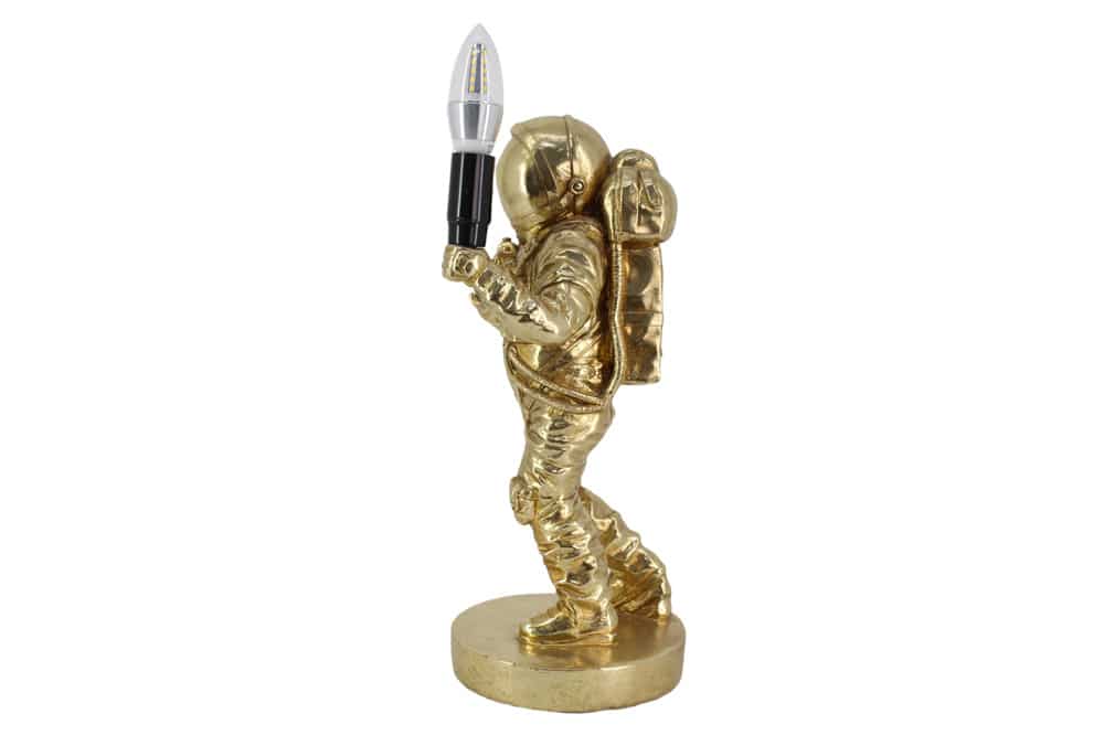 Moderne Tischlampe ASTRONAUT 40cm gold Skulptur handmade