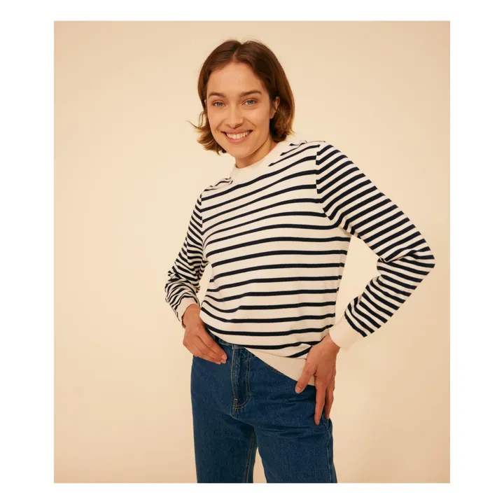 Petit Bateau Pull Marinière Muckily - Collection Femme | Bleu marine