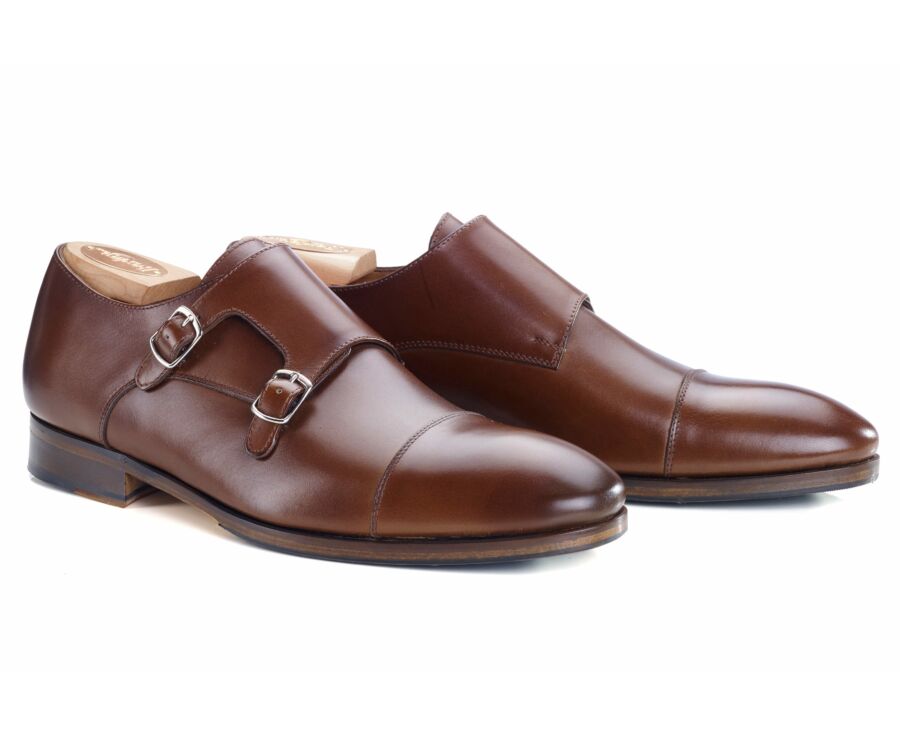 Chaussures homme double boucle Châtaigne avec patin - GRESHEY PATIN