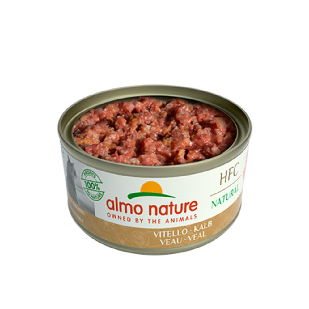 24x Almo Nature HFC Natural Kattenvoer Nat Blikje Kalfsvlees70 gr