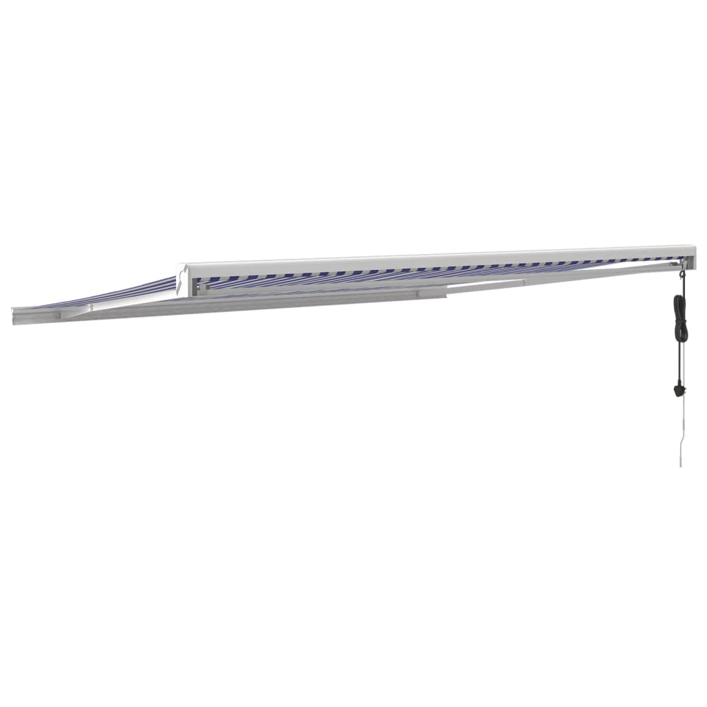 Auvent rétractable bleu et blanc 4x3 m tissu et aluminium