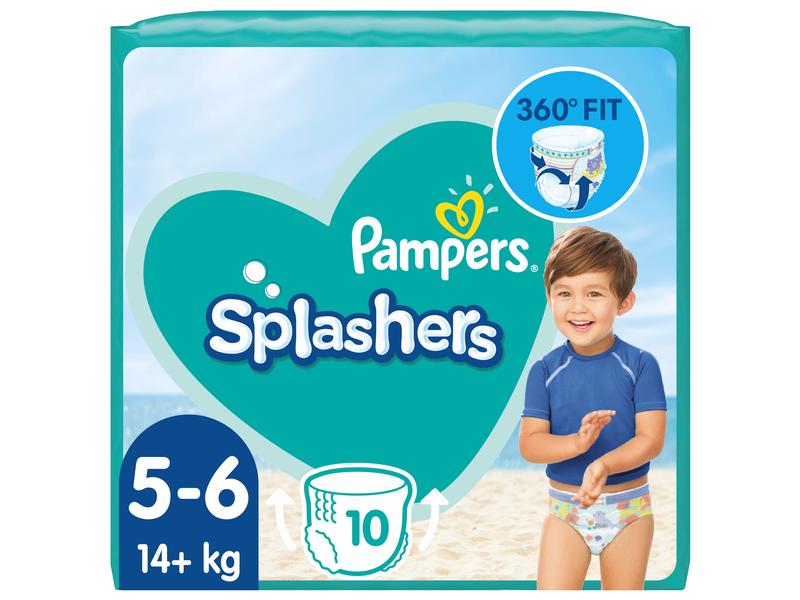 Pampers Windeln Splashers Tragepack Grösse 5-6, 10 Stück Bequeme Badewindeln für Kinder ab 14 kg, 10 Stück