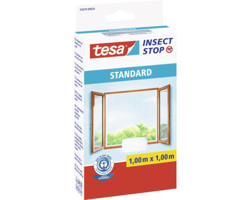 Vliegenhor voor ramen tesa Insect Stop Standard, geen boren nodig, wit, 100x100 cm
