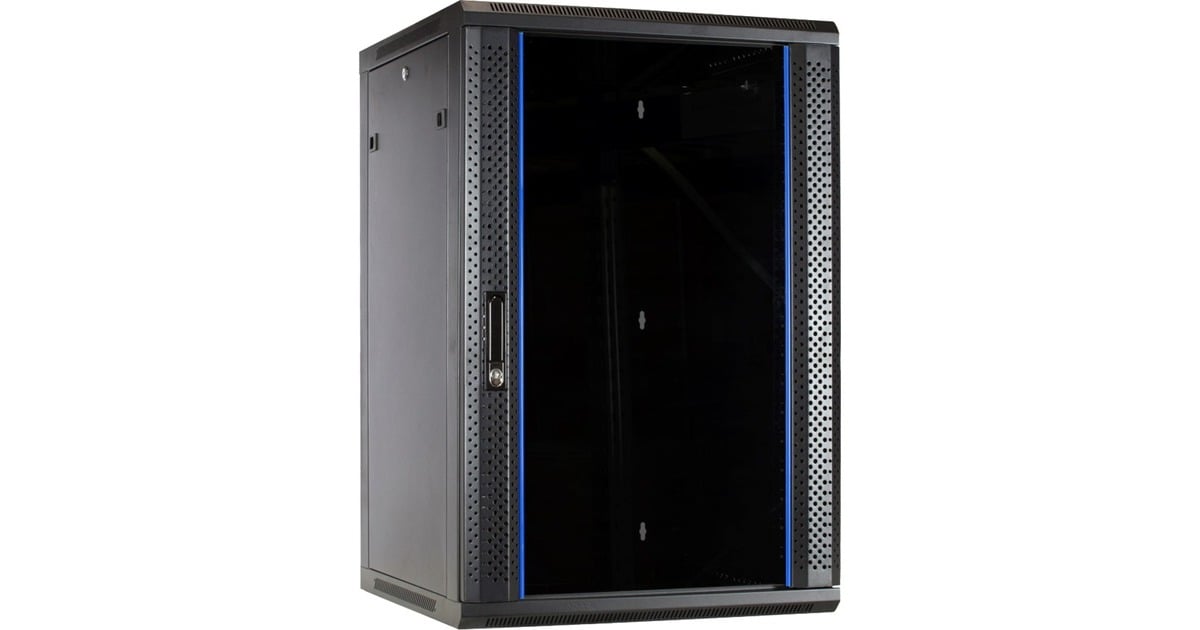 DSI18U wandkast met glazen deur - DS6618-WAND server rack  (Zwart, 600 x 600 x 900mm)