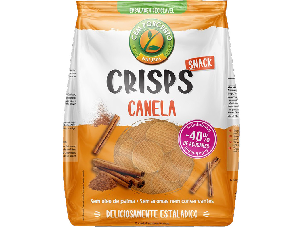 CRISPS CEM PORCENTO CANELA 180G