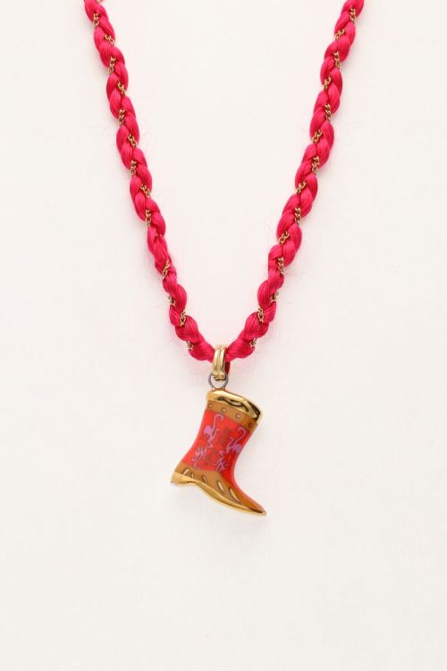 Art rode koord ketting met western boot