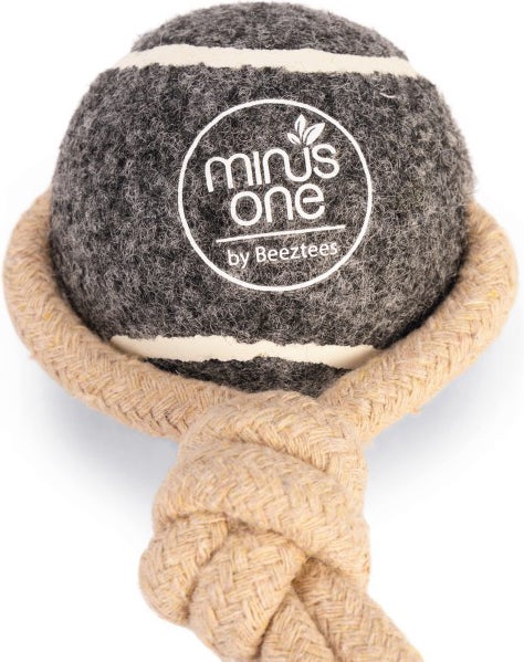 Beeztees hondenspeelgoed Minus One tennisbal met koord D 6,4 H 39 cm