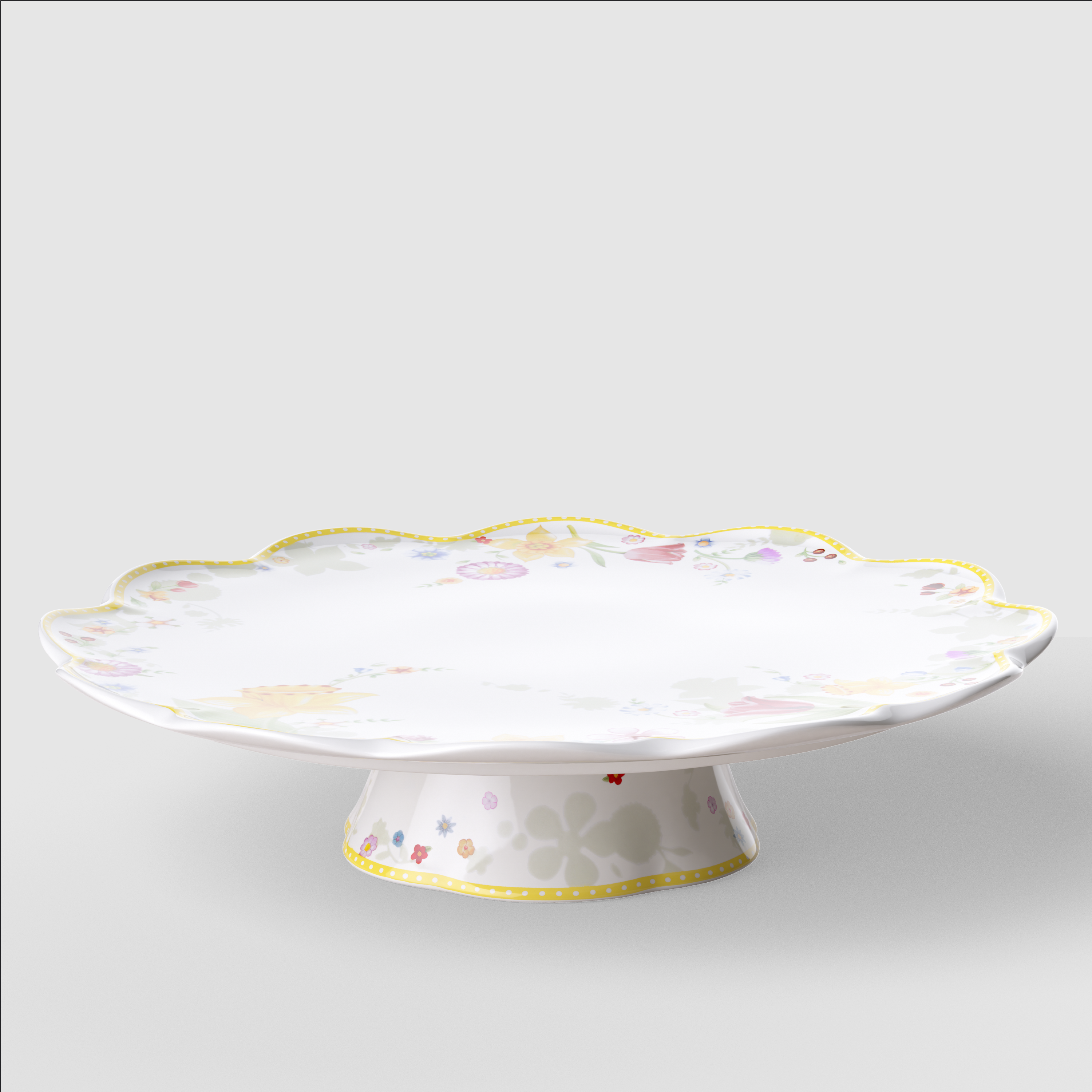 Spring Awakening Cake stand Yellow, 13'', Premium Porcelain