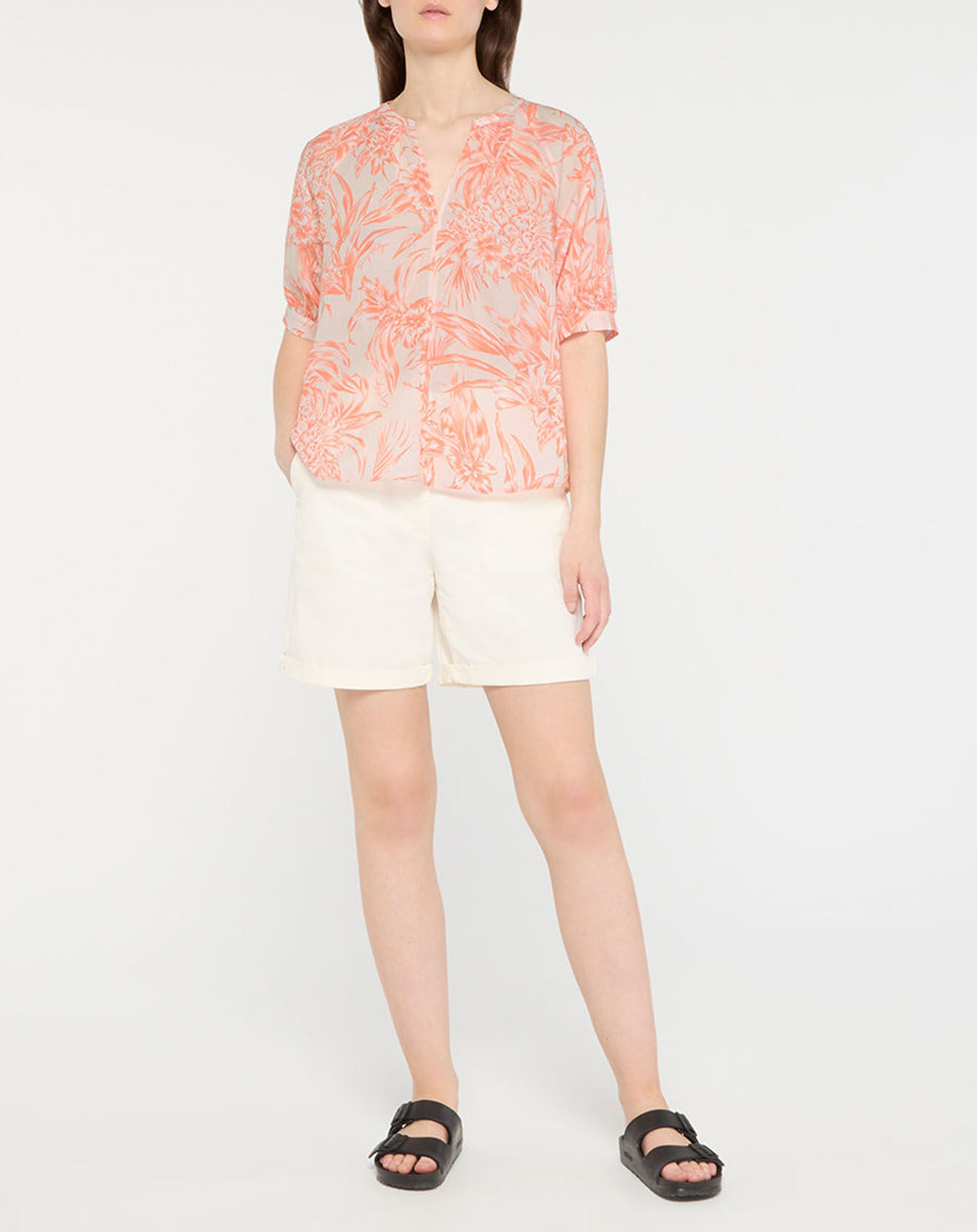Tommy Hilfiger Blouse Henley imprimée orange
