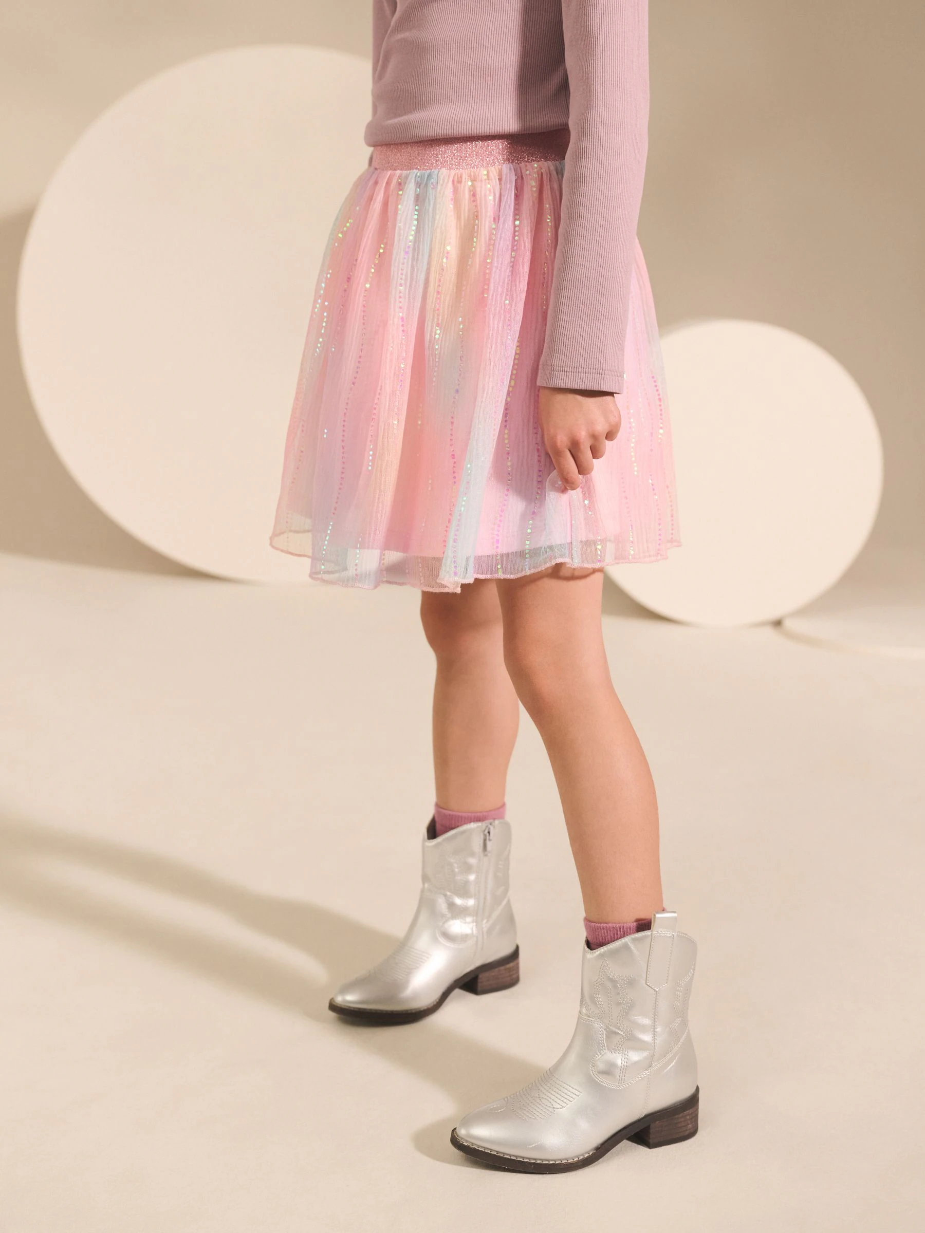 Pink Rainbow Sparkle - Rok met elastische taille (3-16jr)